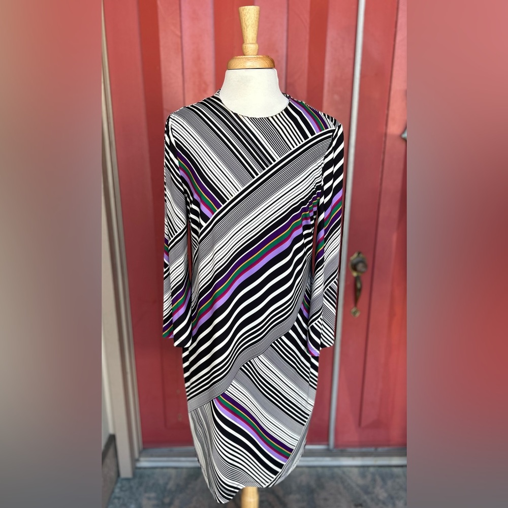 Trina Turk Striped Key Hole Back Dress